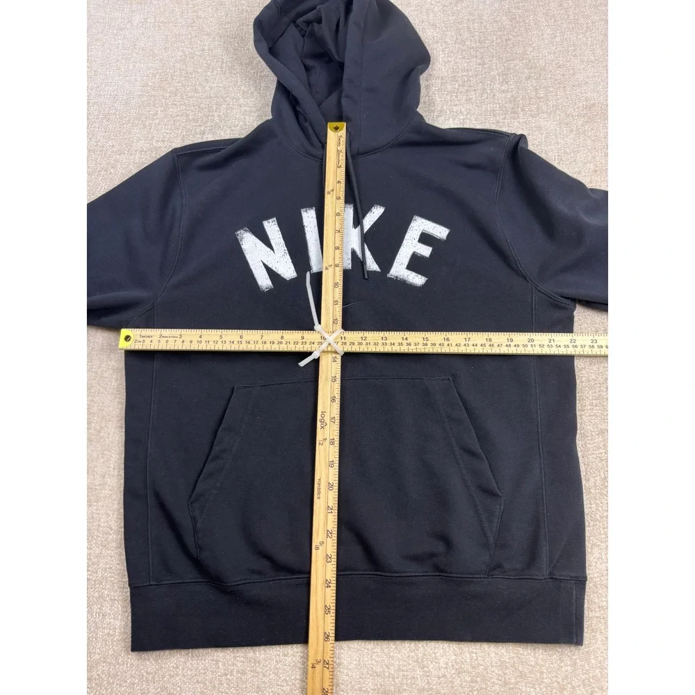 Nike Mens Dri-FIT Pullover Hoodie Black Distressed Logo Sweatshirt 3692 M